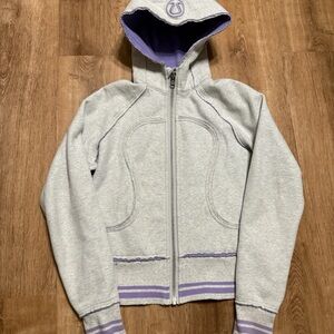 Lululemon Hoodie Womens size 10 Grey Violet Full Zip Heavy Warm